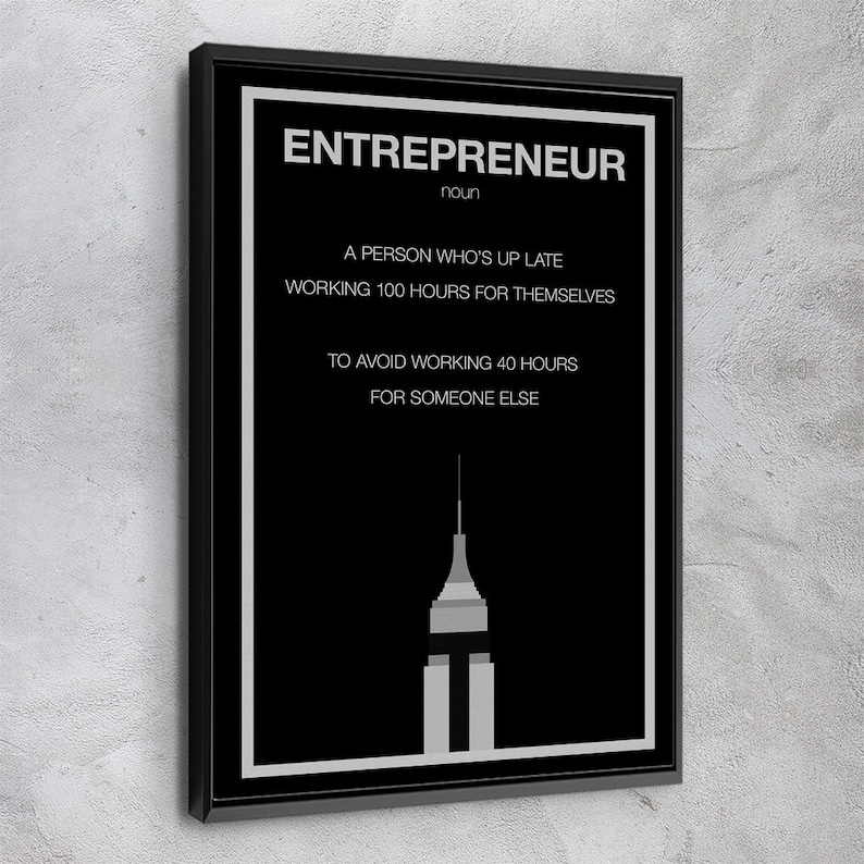 Entrepreneur Noun Person Quote Wall Art Canvas Prints / Office | Etsy