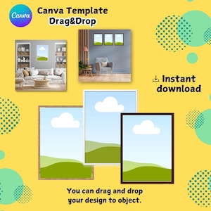 Canva Wall art Mockup, Bundle Canva Frame Mockup, Canva Frame Template Bundle Wallart Mockup for Canva Drag and Drop Frame Mockup Templates
