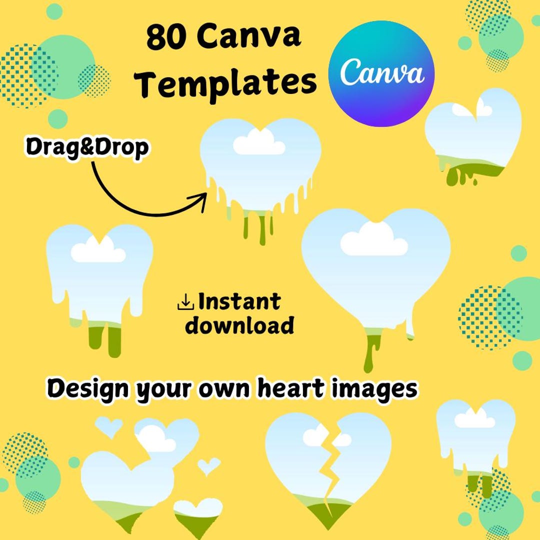80 Heart Frames Canva Templates, Valentine’s Day Heart Frames, Love