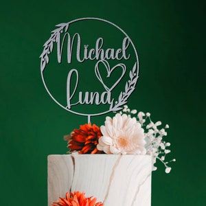 Personalized Cake Topper for Wedding Cake Topper Silver Personalized Cake Topper Rustic Wedding Gold Cake Topper Custom Names Cake Topper