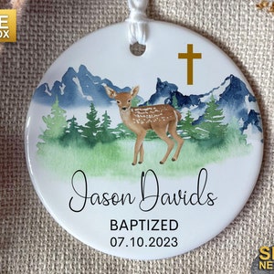 Personalized Baptized Deer keepsake Gift Baptism Ornament Gift for baby Custom Baptism Cross Ornament outdoor Personalized Ornament Gift
