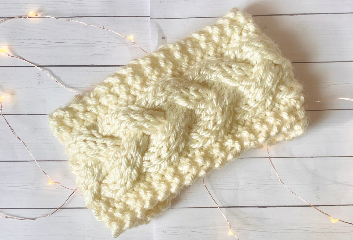 Chunky Knit Headband Cable Knit Headband White Knit Headband Chunky