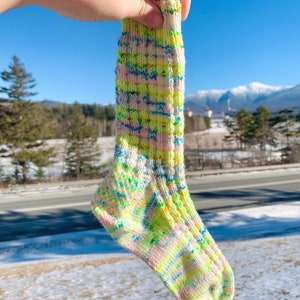 Knit Socks, Handknit Socks, Knit Women’s Socks size Small Medium, Handmade Socks, Merino Wool Socks, Women’s Boot Socks, Rainbow Knit Socks