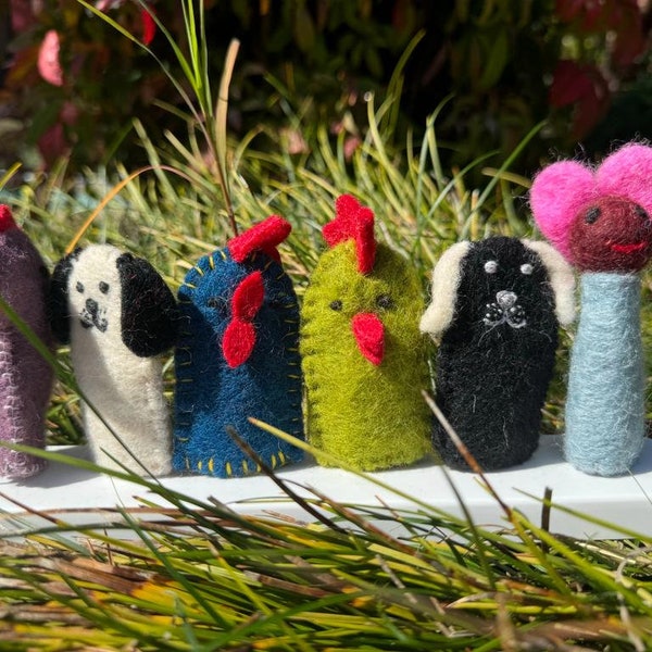Felt Finger Puppets| handmade in Nepal/ Hypoallergenic/ sustainable/ kids and pet friendly
