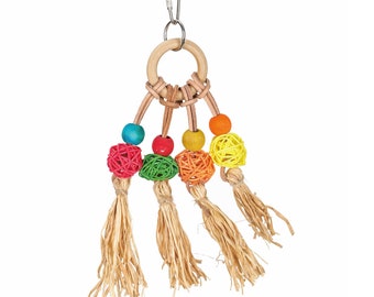 Natural Parrot Preening Toy with Wicker Balls