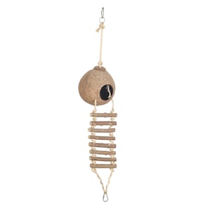 Natural Coconut Hideaway Parrot Bird Toy With Ladder