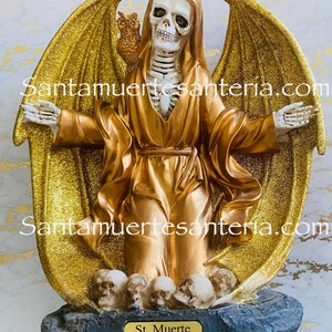 Gold Holy Death Statue 9&quot; Inches/ Estatua Oro Santa Muerte 9&quot; Pulgadas