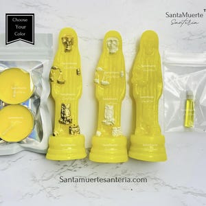 Holy Death Amulet, Holy Death Yellow statue, Santa Muerte Amuleto, Santa Muerte Estatua Amarillo, Proteccion de la Santa Muerte