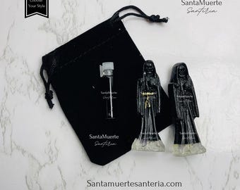 Holy Death Amulet, Holy Death Black statue, Santa Muerte Amuleto, Santa Muerte Estatua Negra