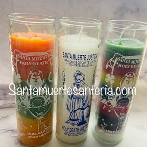 Holy Death Glass Candles/Velas De Vidrio Santa Muerte