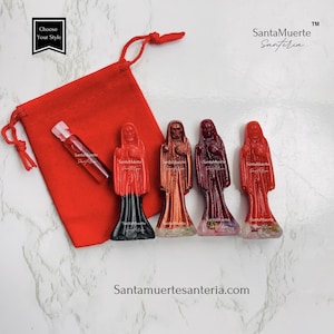 Holy Death Amulet, Holy Death Red statue, Santa Muerte Amuleto, Santa Muerte Estatua Roja