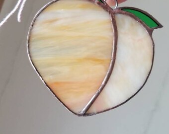 Peach and Bows Driftwood Suncatcher Flowers Upcycled Jewelry