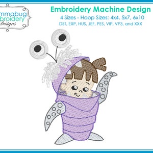 Monsters Boo in Costume DIGITAL Embroidery Machine Design File