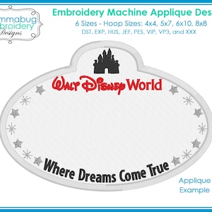 Cast Member Castle Name Tag Applique DIGITAL Embroidery Machine Applique Design File