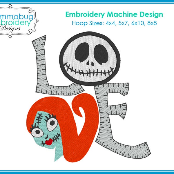 Nightmare Christmas Jack and Sally LOVE DIGITAL Embroidery Machine Design File