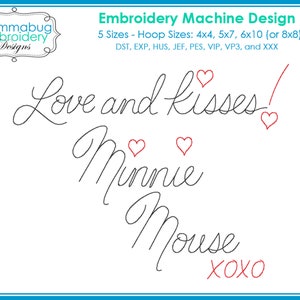 Girl Magical Mouse Love and Kissed Signature Autograph DIGITAL Embroidery Machine Design File