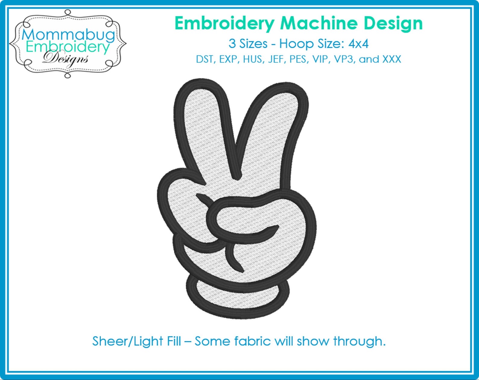 Mouse Peace Sign Magical Mouse Hand Peace Sign DIGITAL Embroidery Machine Design File - Etsy
