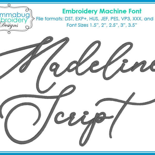 Madeline Script Embroidery Font Includes BX File DIGITAL Embroidery Machine Design File