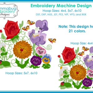 Alice in Wonderland Talking Flowers DIGITAL Embroidery Machine Design File