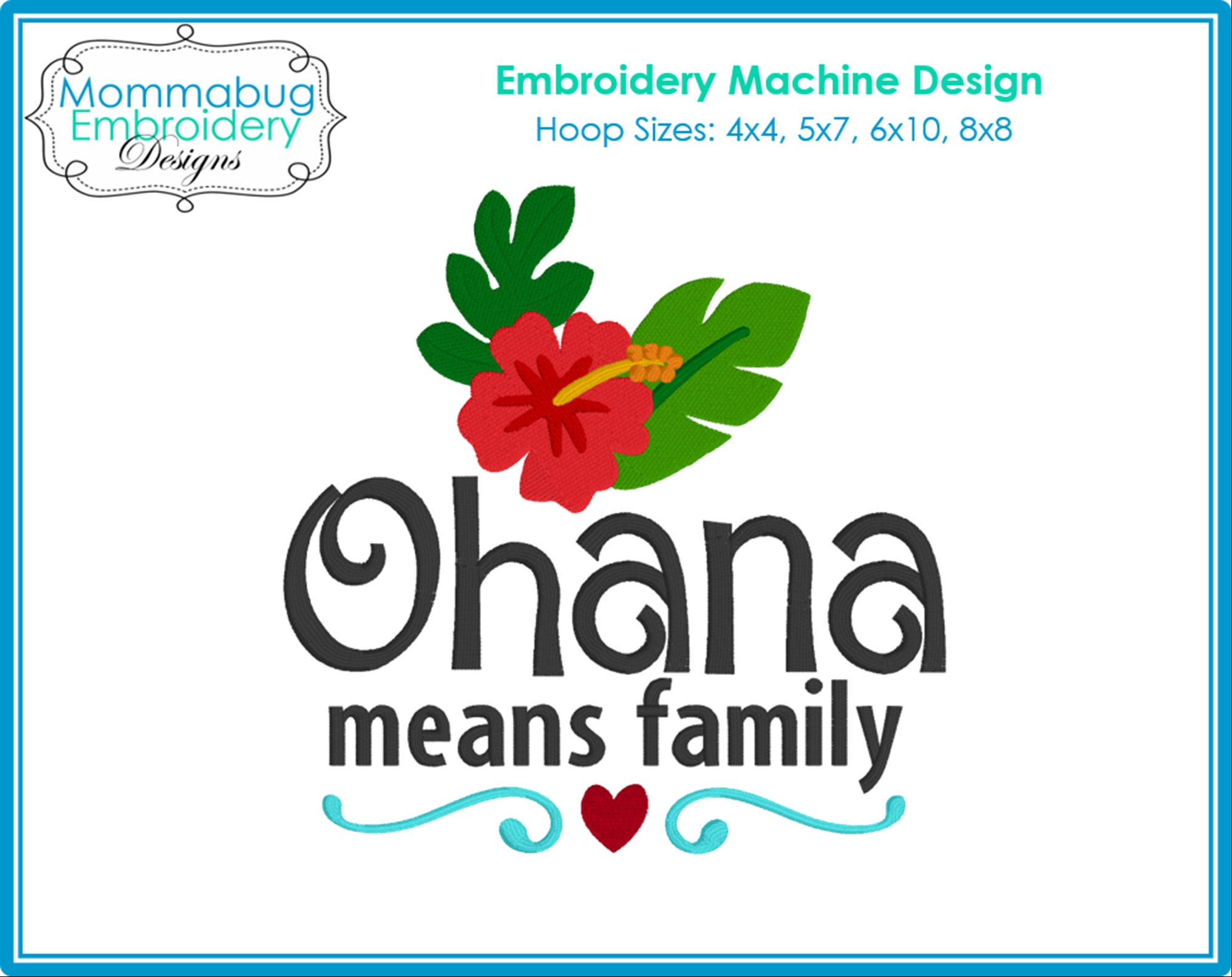 Ohana Means Family DIGITAL Embroidery Machine Design File - Etsy