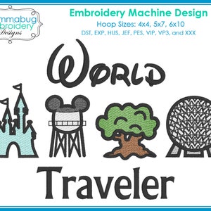 Magical Theme Park World Traveler DIGITAL Embroidery Machine Design File