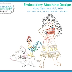 Moana Pua and Hei Hei Colorwork DIGITAL Embroidery Machine Design File