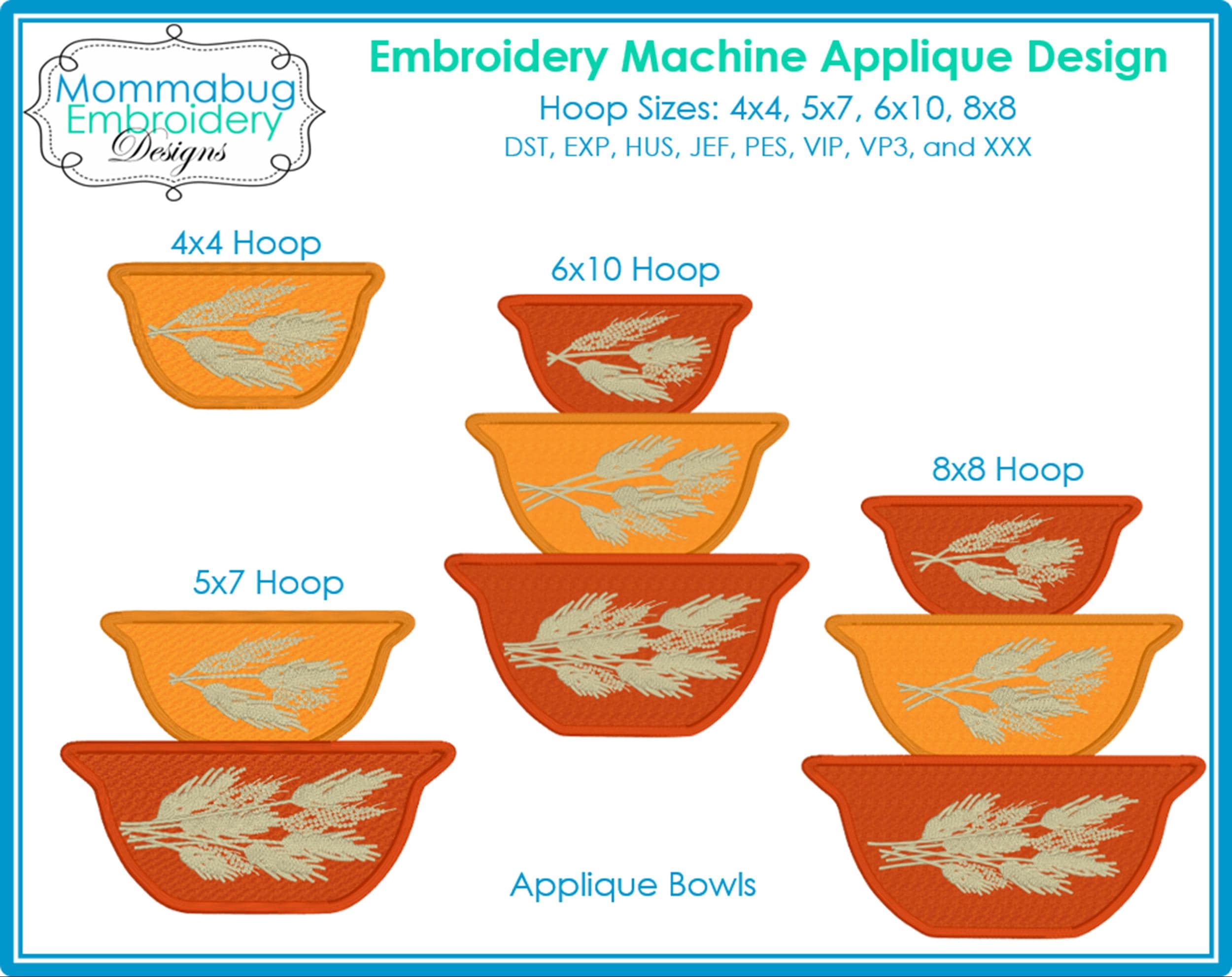 Pyrex Autumn Harvest Bowls Applique DIGITAL Embroidery Ma… embroidery font sample