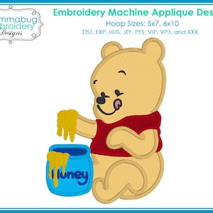 Pooh with Honey Pot Digital Embroidery Machine Design File
