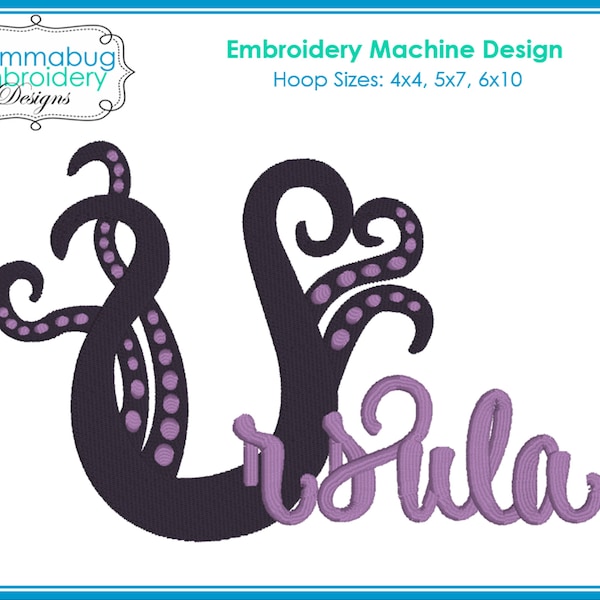 Little Mermaid Villain Ursula Name DIGITAL Embroidery Machine Design File