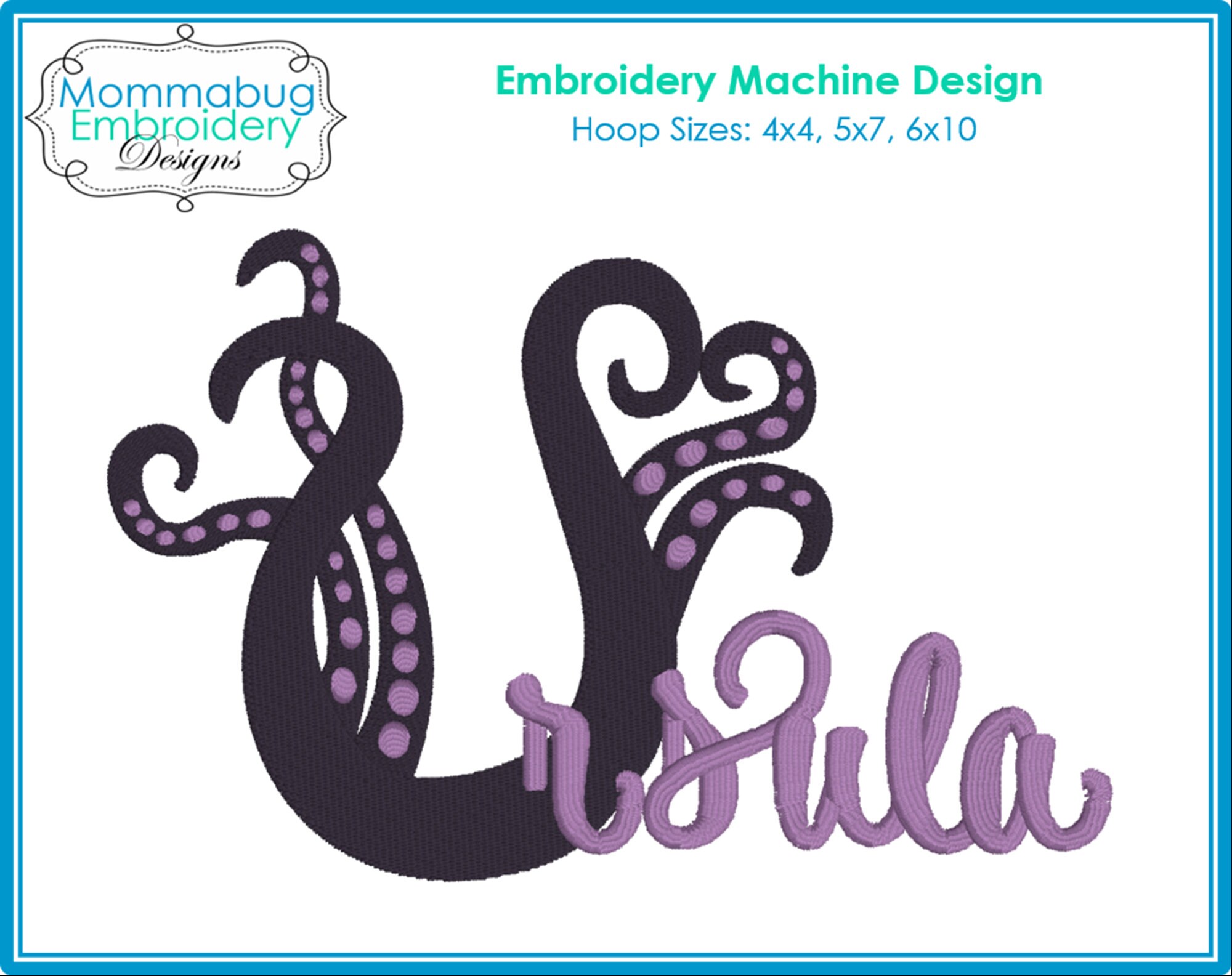 Little Mermaid Villain Ursula Name DIGITAL Embroidery Machine Etsy UK