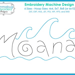Moana handtekening handtekening digitaal borduurmachine ontwerpbestand