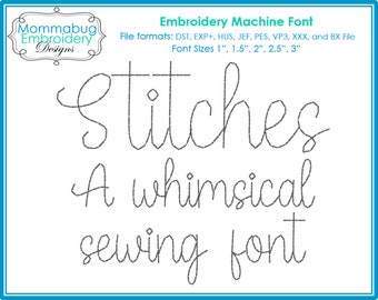 Stitches Sewing Embroidery Font Includes BX File DIGITAL Embroidery Machine Design File