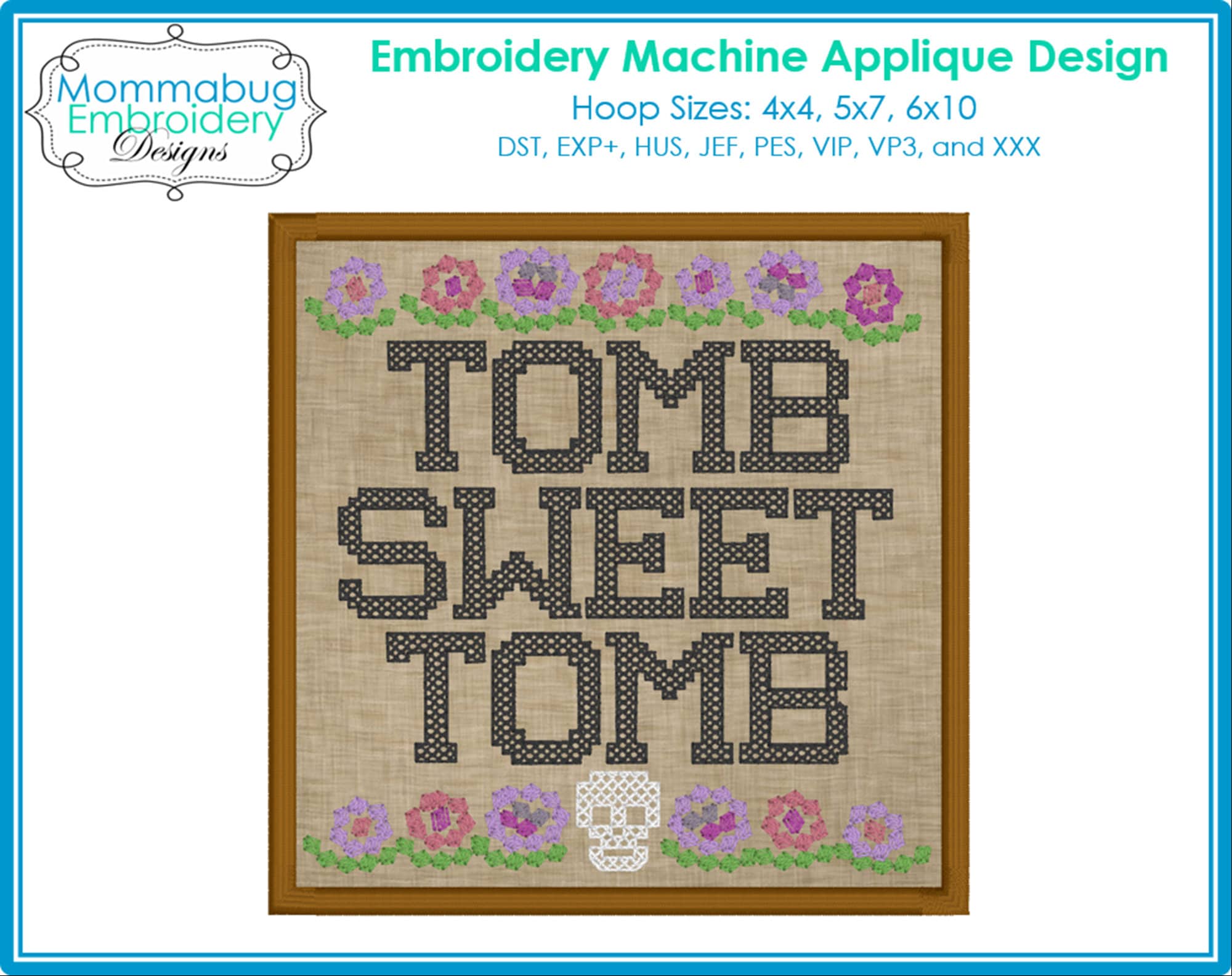 Haunted Mansion Tomb Sweet Tomb Applique Wall Art Picture… embroidery font preview
