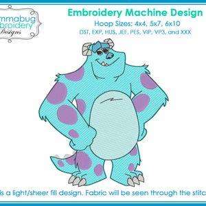 Monsters Sulley Scare Monster DIGITAL Embroidery Machine Design File