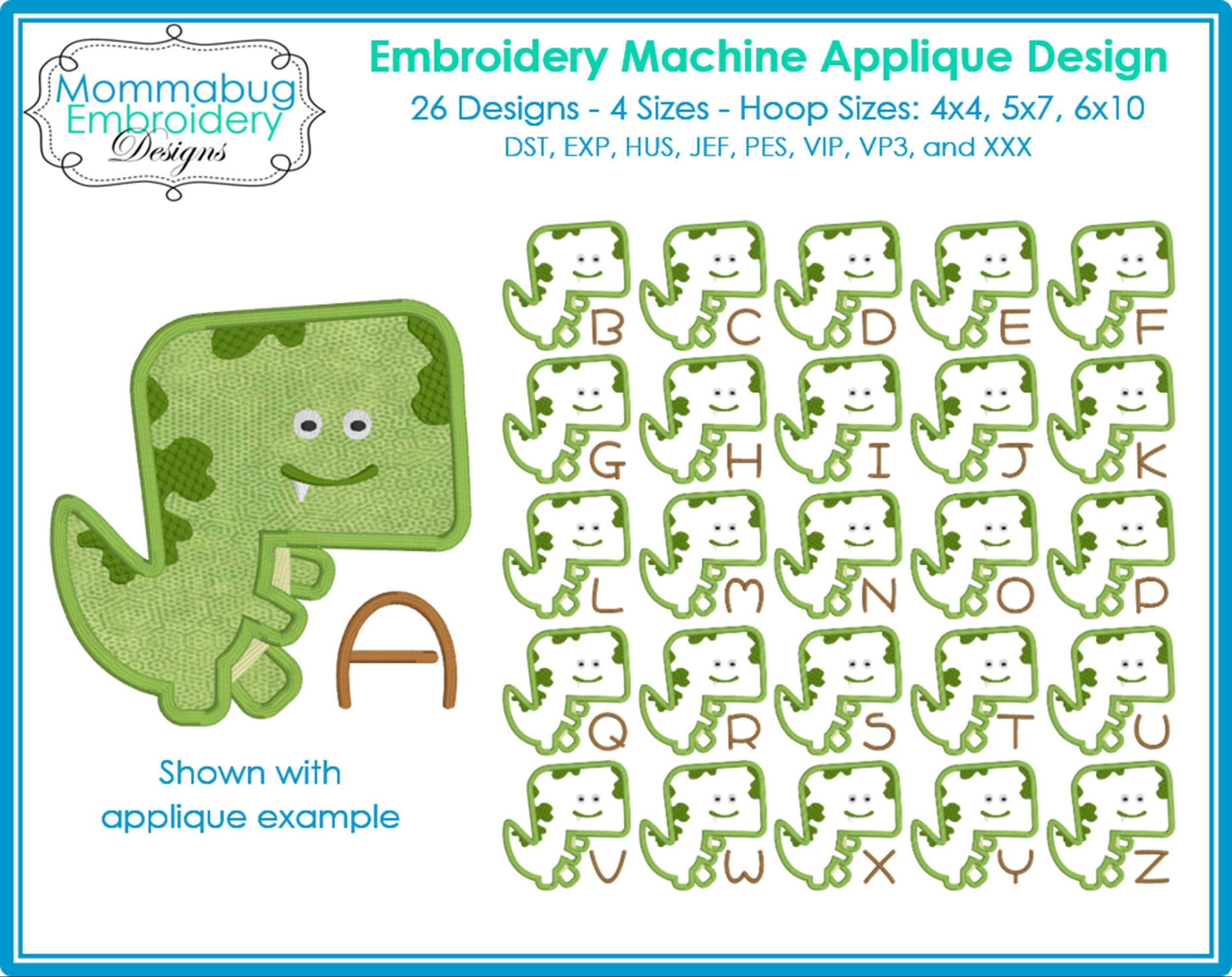 Cute Applique Dinosaur Monogram Set DIGITAL Embroidery Machine Applique ...