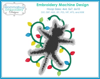 Christmas Vacation Cat 9 Lives Christmas Lights DIGITAL Embroidery Machine Design File