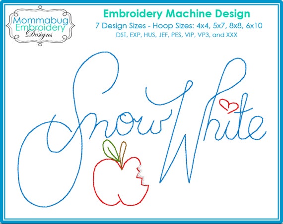 白雪姫サイン入りオートグラフ デジタル刺繍機デザインファイル - Etsy