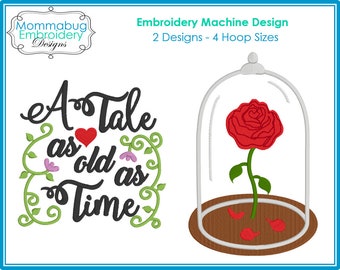 Tale As Old As Time and Enchanted Magic Rose DIGITAL Embroidery Machine Design File