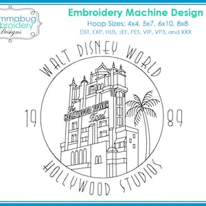 Hollywood Tower HTH DIGITAL Embroidery Machine Design File