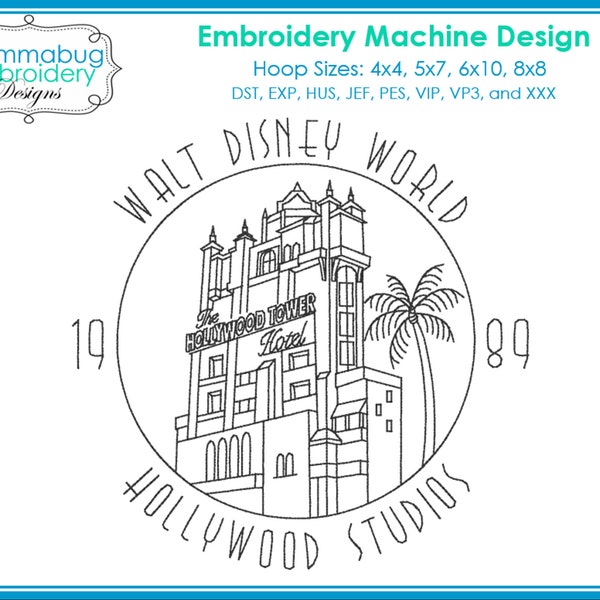 Hollywood Tower HTH DIGITAL Embroidery Machine Design File