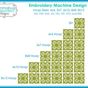 Pyrex Verde Square Flowers Autumn Floral DIGITAL Embroidery Machine Design File