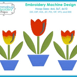 Fire King Tulips DIGITAL Embroidery Machine Design File