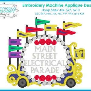 Electrical Parade Front Car Sign DIGITAL Embroidery Machine Design File