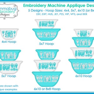 Pyrex Butterprint Stacked Applique Bowls DIGITAL Embroidery Machine Design File