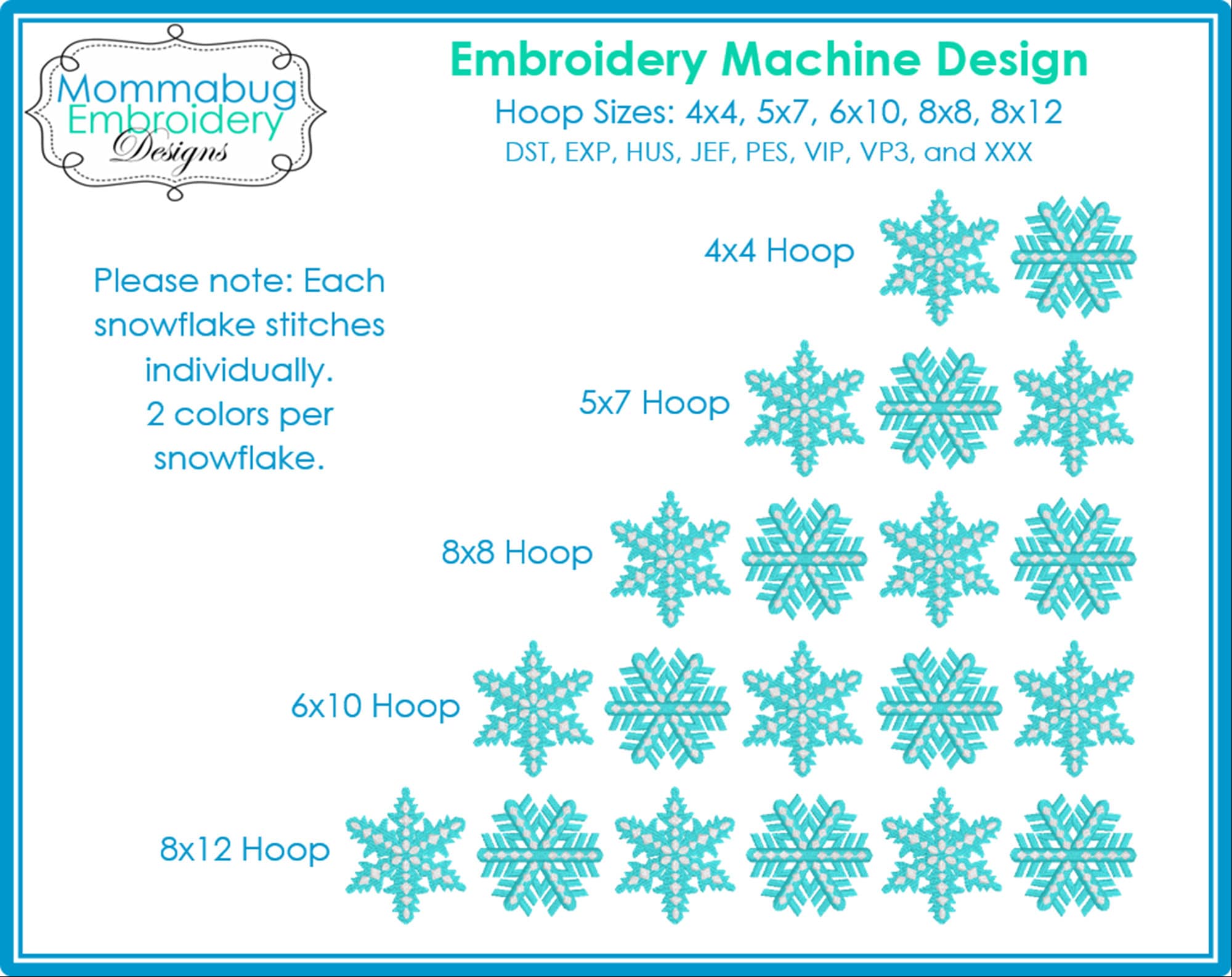 Pyrex Snowflakes DIGITAL Embroidery Machine Design File embroidery font sample