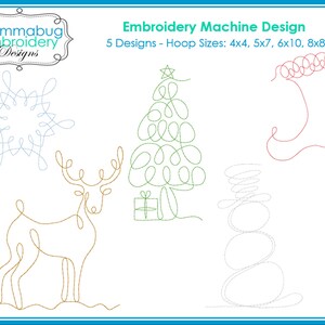 Line Art Christmas Designs DIGITAL Embroidery Machine Design File