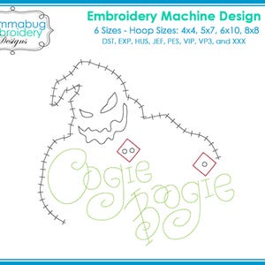 Oogie Boogie Nightmare Villain Signature Autograph DIGITAL Embroidery Machine Design File