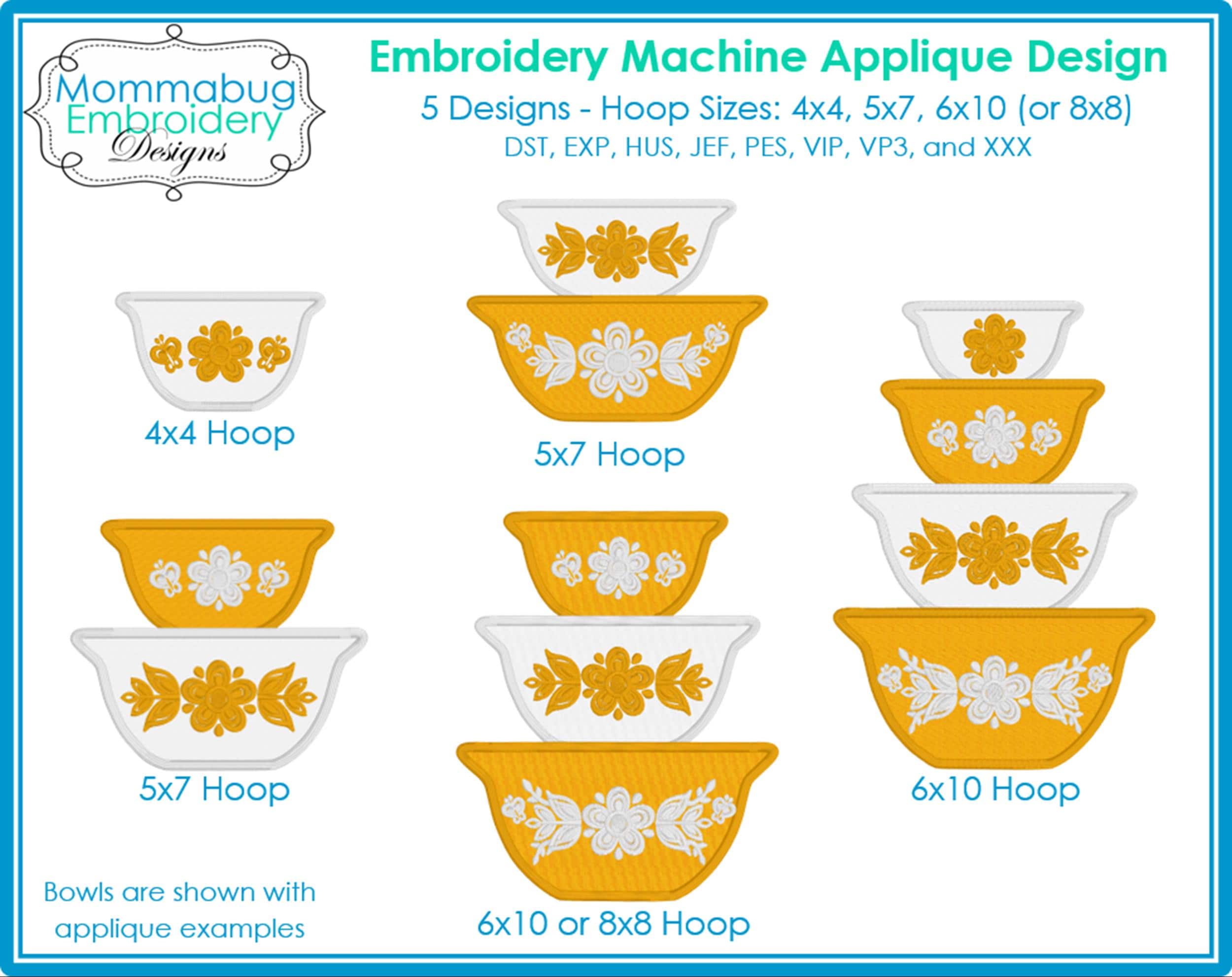 Pyrex Butterfly Gold Stacked Applique Bowls DIGITAL Embro… embroidery font sample