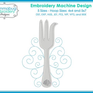 Princess Dinglehopper Fork Seashell Swirly DIGITAL Embroidery Machine Design File
