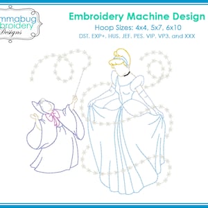 Cinderella and Her Fairy Godmother Magical Transformation Colorwork DIGITAL Embroidery Machine Design File